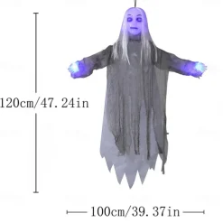 Terrifying Hanging Women Ghost, Halloween Scary Realistic Hanging Dead Body with Glowing Eyes, 3.93 Ft Sound Activated Hanging Ghost for Halloween Haunted Houses Party Outdoor Decorations