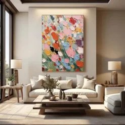 Textured Wall Art 3D Floral Painting handmade Abstract Flower Oil Painting on Canvas Large Wall Art Minimalist Pink Floral Art hand painted Custom Painting Boho Wall Decor Living Room