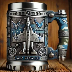 250th Anniversary Military Commemorative Mug, Patriotic 4th of July Independence Day Veterans Day Gift for Men U.S. Marine Corps Collector's Mug, Creative Resin & Stainless Steel Drinkware