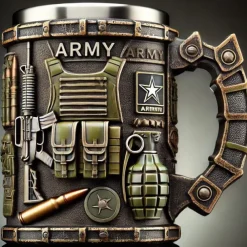 250th Anniversary Military Commemorative Mug, Patriotic 4th of July Independence Day Veterans Day Gift for Men U.S. Marine Corps Collector's Mug, Creative Resin & Stainless Steel Drinkware