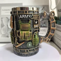 250th Anniversary Military Commemorative Mug, Patriotic 4th of July Independence Day Veterans Day Gift for Men U.S. Marine Corps Collector's Mug, Creative Resin & Stainless Steel Drinkware