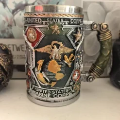 250th Anniversary Military Commemorative Mug, Patriotic 4th of July Independence Day Veterans Day Gift for Men U.S. Marine Corps Collector's Mug, Creative Resin & Stainless Steel Drinkware