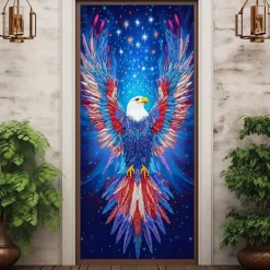 4th of July Door Decorations Door Covers Independence Day American Patriotic Egale Door Tapestry Door Curtain Decoration Backdrop Indoor/Outdoor Door Banner for Front Door Farmhouse