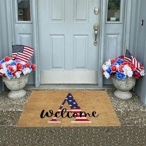 4th of July Doormat Kitchen Mat American Patriotic Floor Mat Non-Slip Independence Day Area Rug Oil Proof Rug Indoor Outdoor Mat Bedroom Decor Bathroom Mat Entrance Rug