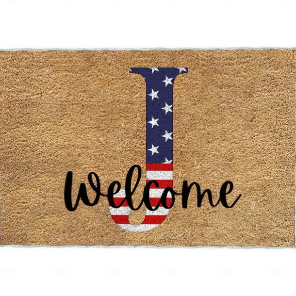 4th of July Doormat Kitchen Mat American Patriotic Floor Mat Non-Slip Independence Day Area Rug Oil Proof Rug Indoor Outdoor Mat Bedroom Decor Bathroom Mat Entrance Rug