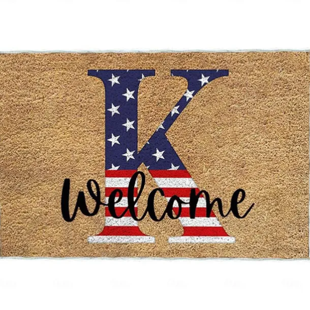 4th of July Doormat Kitchen Mat American Patriotic Floor Mat Non-Slip Independence Day Area Rug Oil Proof Rug Indoor Outdoor Mat Bedroom Decor Bathroom Mat Entrance Rug