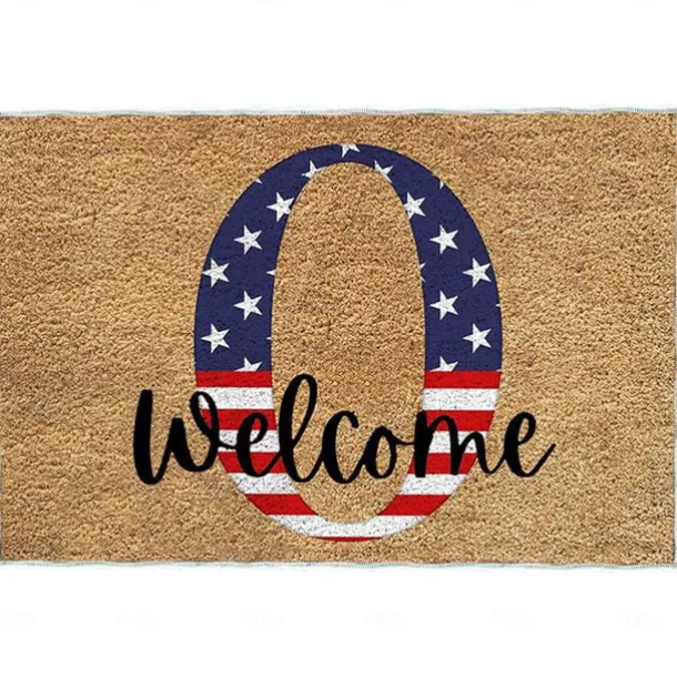 4th of July Doormat Kitchen Mat American Patriotic Floor Mat Non-Slip Independence Day Area Rug Oil Proof Rug Indoor Outdoor Mat Bedroom Decor Bathroom Mat Entrance Rug