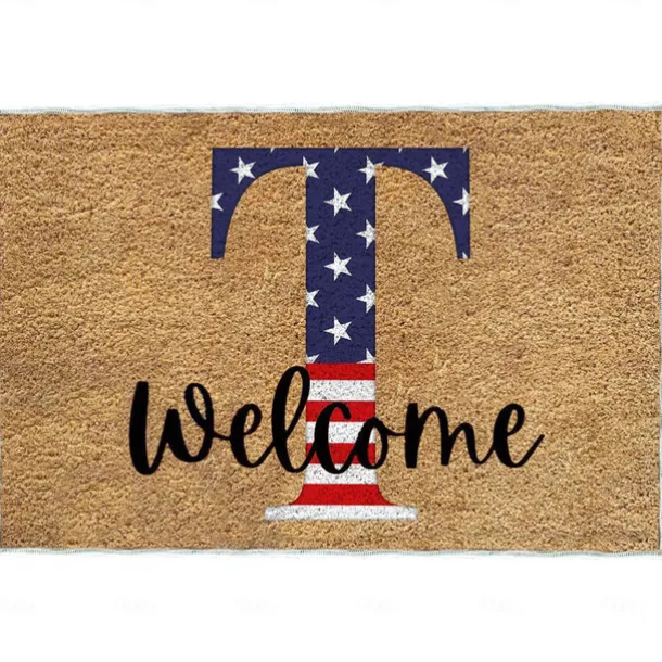 4th of July Doormat Kitchen Mat American Patriotic Floor Mat Non-Slip Independence Day Area Rug Oil Proof Rug Indoor Outdoor Mat Bedroom Decor Bathroom Mat Entrance Rug