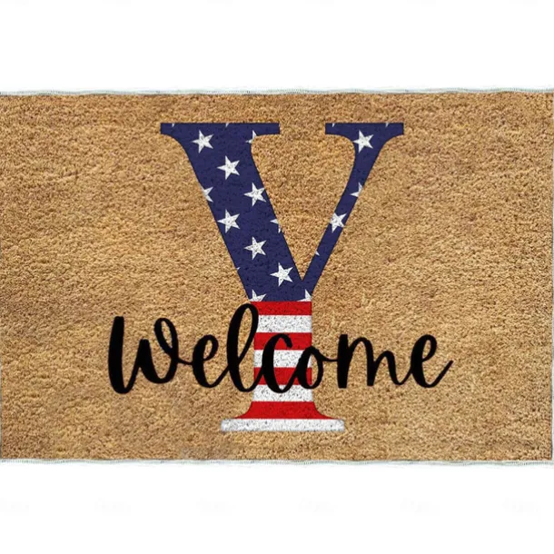 4th of July Doormat Kitchen Mat American Patriotic Floor Mat Non-Slip Independence Day Area Rug Oil Proof Rug Indoor Outdoor Mat Bedroom Decor Bathroom Mat Entrance Rug
