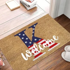 4th of July Doormat Kitchen Mat American Patriotic Floor Mat Non-Slip Independence Day Area Rug Oil Proof Rug Indoor Outdoor Mat Bedroom Decor Bathroom Mat Entrance Rug
