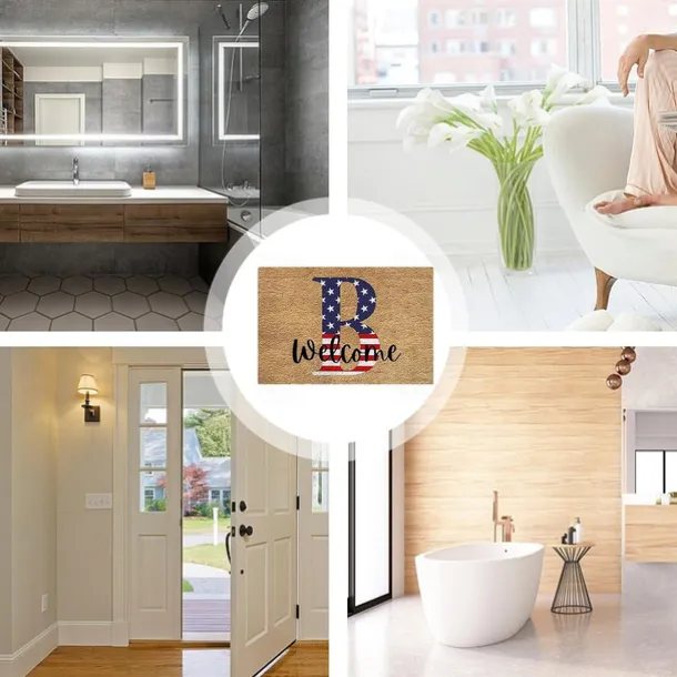 4th of July Doormat Kitchen Mat American Patriotic Floor Mat Non-Slip Independence Day Area Rug Oil Proof Rug Indoor Outdoor Mat Bedroom Decor Bathroom Mat Entrance Rug