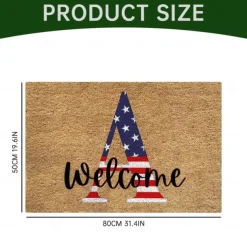 4th of July Doormat Kitchen Mat American Patriotic Floor Mat Non-Slip Independence Day Area Rug Oil Proof Rug Indoor Outdoor Mat Bedroom Decor Bathroom Mat Entrance Rug