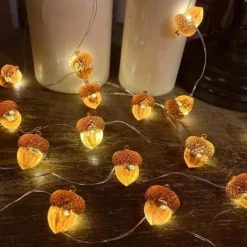 Thanksgiving Acorn String Lights, Battery Operated Fairy Lights, Fall String Lights Decorations for Home, Autumn Garland, Bedroom, Christmas Tree, Halloween Party Decor