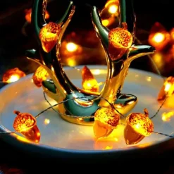 Thanksgiving Acorn String Lights, Battery Operated Fairy Lights, Fall String Lights Decorations for Home, Autumn Garland, Bedroom, Christmas Tree, Halloween Party Decor