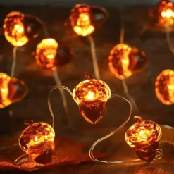 Thanksgiving Acorn String Lights, Battery Operated Fairy Lights, Fall String Lights Decorations for Home, Autumn Garland, Bedroom, Christmas Tree, Halloween Party Decor