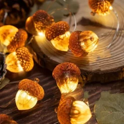 Thanksgiving Decorations Acorn Lights String, Fairy String Lights Battery Operated, Fall Lights for Home Autumn Garland Bedroom Christmas Tree Halloween Party Decor