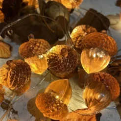 Thanksgiving Decorations Acorn Lights String, Fairy String Lights Battery Operated, Fall Lights for Home Autumn Garland Bedroom Christmas Tree Halloween Party Decor