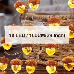 Thanksgiving Decorations Acorn Lights String, Fairy String Lights Battery Operated, Fall Lights for Home Autumn Garland Bedroom Christmas Tree Halloween Party Decor