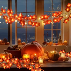 Thanksgiving Maple Leaf String Lights 10/20/40 LED Garland Lights Battery / USB Powered Halloween Christmas Wedding Party Holiday Garden Balcony Decoration
