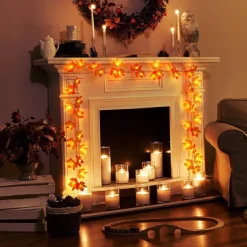 Thanksgiving Maple Leaf String Lights 10/20/40 LED Garland Lights Battery / USB Powered Halloween Christmas Wedding Party Holiday Garden Balcony Decoration