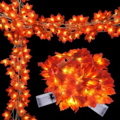 Thanksgiving Maple Leaf String Lights 10/20/40 LED Garland Lights Battery / USB Powered Halloween Christmas Wedding Party Holiday Garden Balcony Decoration