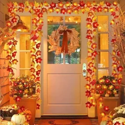 Thanksgiving Maple Leaf String Lights 10/20/40 LED Garland Lights Battery / USB Powered Halloween Christmas Wedding Party Holiday Garden Balcony Decoration