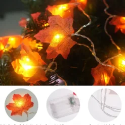 Thanksgiving Maple Leaf String Lights 10/20/40 LED Garland Lights Battery / USB Powered Halloween Christmas Wedding Party Holiday Garden Balcony Decoration