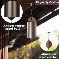 The Deep Resonance Serenity Bell, Heroic Windbell, Outdoor Wind Chime Garden Decoration, Retro Metal Leaves Wind Chime