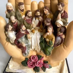 The Last Supper Jesus and 12 Disciples Figures Palms Christian Religious Resin Statues, Home Decoration Garden Miniature Landscape Ornaments Indoor Figurines