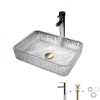 The modern light luxury transparent art rectangular die-cast glass wash basin with faucet sink