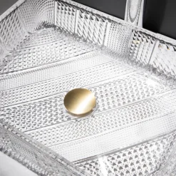 The modern light luxury transparent art rectangular die-cast glass wash basin with faucet sink