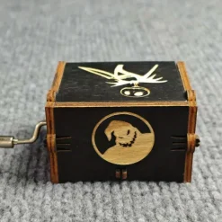 The Nightmare Before Christmas Hand-Cranked Vintage Music Box with Holly Wood Automatic Wind-Up Eight-Tone Melody - 'This is Halloween' Theme, Perfect Holiday & Birthday Gift for Fun