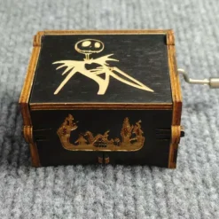 The Nightmare Before Christmas Hand-Cranked Vintage Music Box with Holly Wood Automatic Wind-Up Eight-Tone Melody - 'This is Halloween' Theme, Perfect Holiday & Birthday Gift for Fun