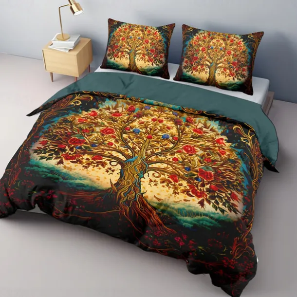 The Tree of Life Vintage Pattern Duvet Cover Set Set Soft 3-Piece Luxury Cotton Bedding Set Home Decor Gift King Queen Duvet Cover
