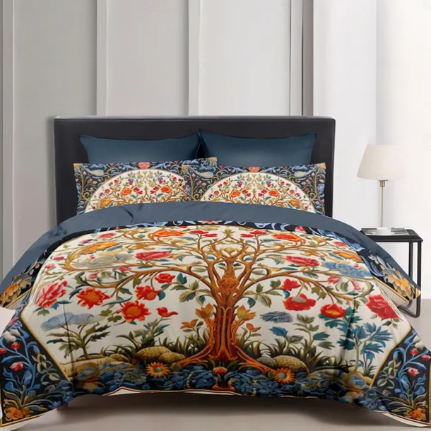The Tree of Life Vintage Pattern Duvet Cover Set Set Soft 3-Piece Luxury Cotton Bedding Set Home Decor Gift King Queen Duvet Cover
