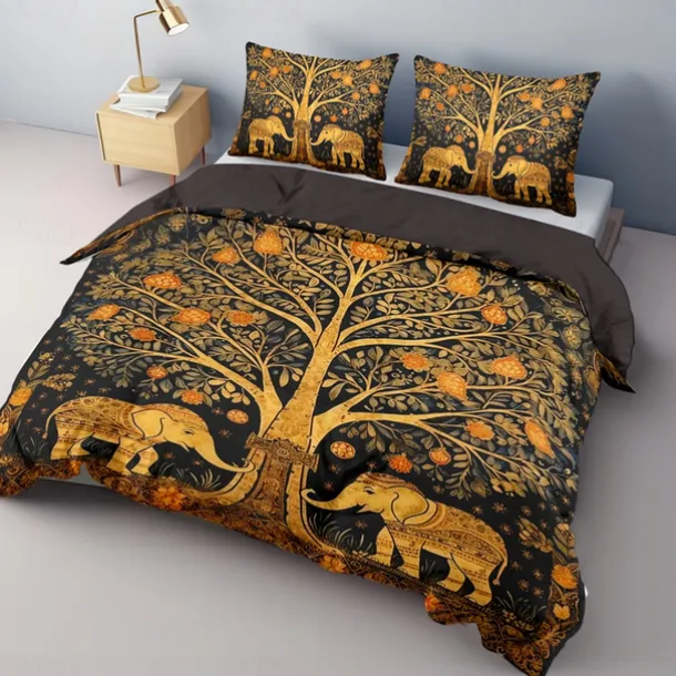 The Tree of Life Vintage Pattern Duvet Cover Set Set Soft 3-Piece Luxury Cotton Bedding Set Home Decor Gift King Queen Duvet Cover