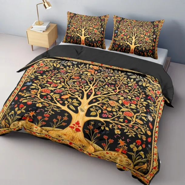 The Tree of Life Vintage Pattern Duvet Cover Set Set Soft 3-Piece Luxury Cotton Bedding Set Home Decor Gift King Queen Duvet Cover