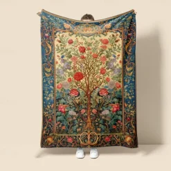 The Tree Of Life Vintage Pattern Super Soft Throws Blanket,Novelty Flannel Throw Blankets Warm Printed All Seasons Gifts Home Decor Big Blanket