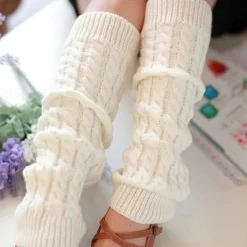 Thermal Knitted Leg Warmer, Cute Knee High Socks, Winter Preppy Style Thermal Baggy Leg Warmer