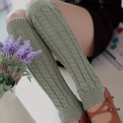 Thermal Knitted Leg Warmer, Cute Knee High Socks, Winter Preppy Style Thermal Baggy Leg Warmer