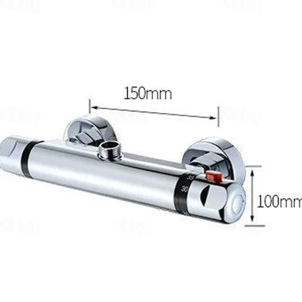 Thermostatic Shower Mixer Bar Wall Mounted Chrome, Shower Mixer Tap with 38℃ Anti Scald Safty Button, Outlet G1/2 Round Mixer Bar Wall Mount