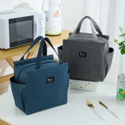 Thick Insulation Lunch Bag Bento Bag Portable Ice Pack And Toilet Bag. Insulated Lunch Box Bag With Little Bear Logo