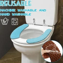 Thick Padded Toilet Seat Cover Mat Warm Plush Toilet Seat Cushion Non Slip Soft Toilet Cushion Washable Toilet Seat Warmer Mat with Self Adhesive Tape for Toilet Bathroom
