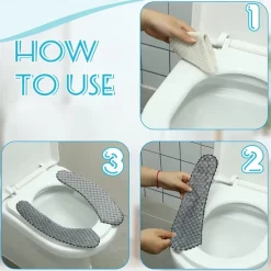 Thick Padded Toilet Seat Cover Mat Warm Plush Toilet Seat Cushion Non Slip Soft Toilet Cushion Washable Toilet Seat Warmer Mat with Self Adhesive Tape for Toilet Bathroom