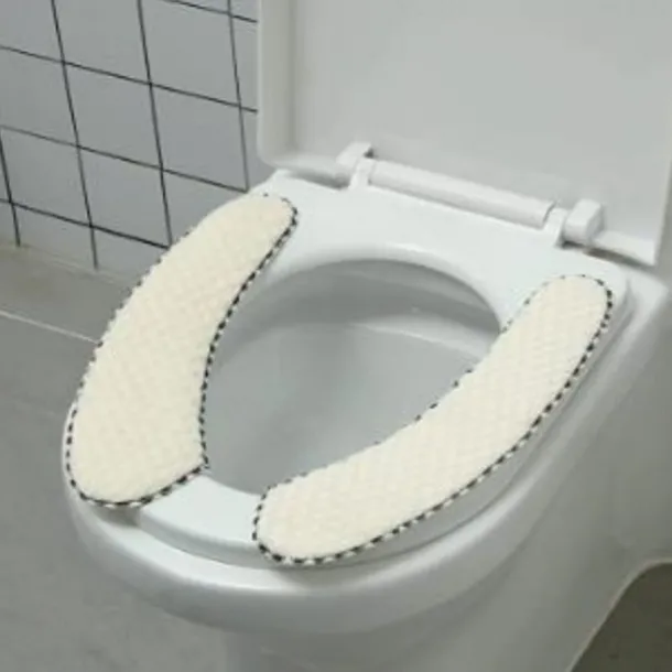 Thick Padded Toilet Seat Cover Mat Warm Plush Toilet Seat Cushion Non Slip Soft Toilet Cushion Washable Toilet Seat Warmer Mat with Self Adhesive Tape for Toilet Bathroom