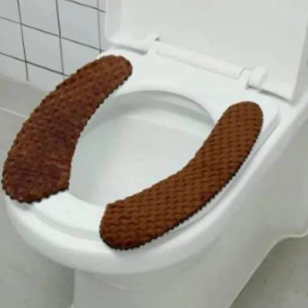 Thick Padded Toilet Seat Cover Mat Warm Plush Toilet Seat Cushion Non Slip Soft Toilet Cushion Washable Toilet Seat Warmer Mat with Self Adhesive Tape for Toilet Bathroom