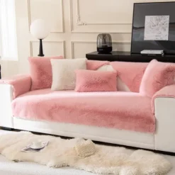 Thick Plush Faux Rabbit Fur Sofa Slipcovers,Funny Fuzzy Sofa Cover -Towel Mattress Protector Furniture Protector Washable Anti-Slip Sofa Cover