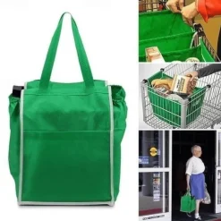 Thickened Green Supermarket Cart Shopping Bag Storage Fabric Bag Non Woven Handbag Tv Product Grab Bag