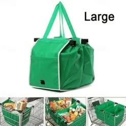 Thickened Green Supermarket Cart Shopping Bag Storage Fabric Bag Non Woven Handbag Tv Product Grab Bag