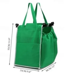 Thickened Green Supermarket Cart Shopping Bag Storage Fabric Bag Non Woven Handbag Tv Product Grab Bag